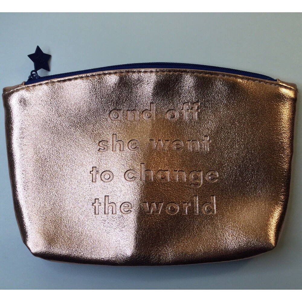 Ipsy Rose Gold “And Off She Went To Change The World” Makeup Bag BAG ONLY Travel